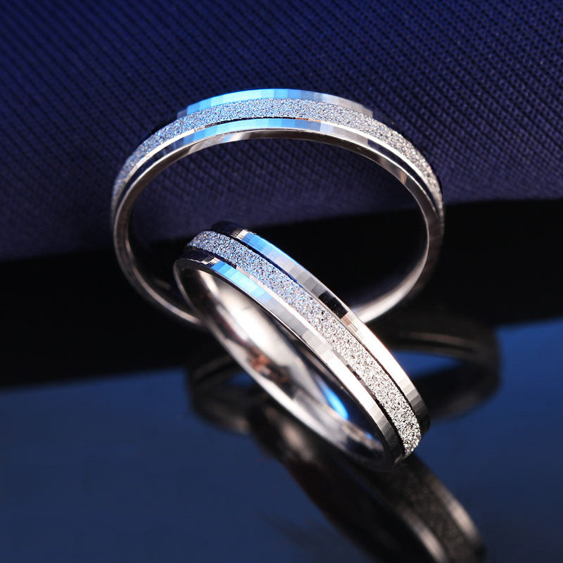Women's & Men's Sterling Sier Ornament Frosted Scales Korean Fashion Couple Rings