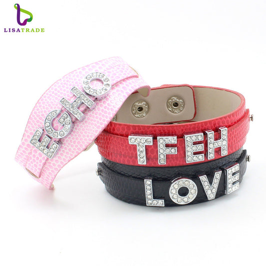 Letter Rhinestone Letters Diamond Accessories Jewellery Bracelets