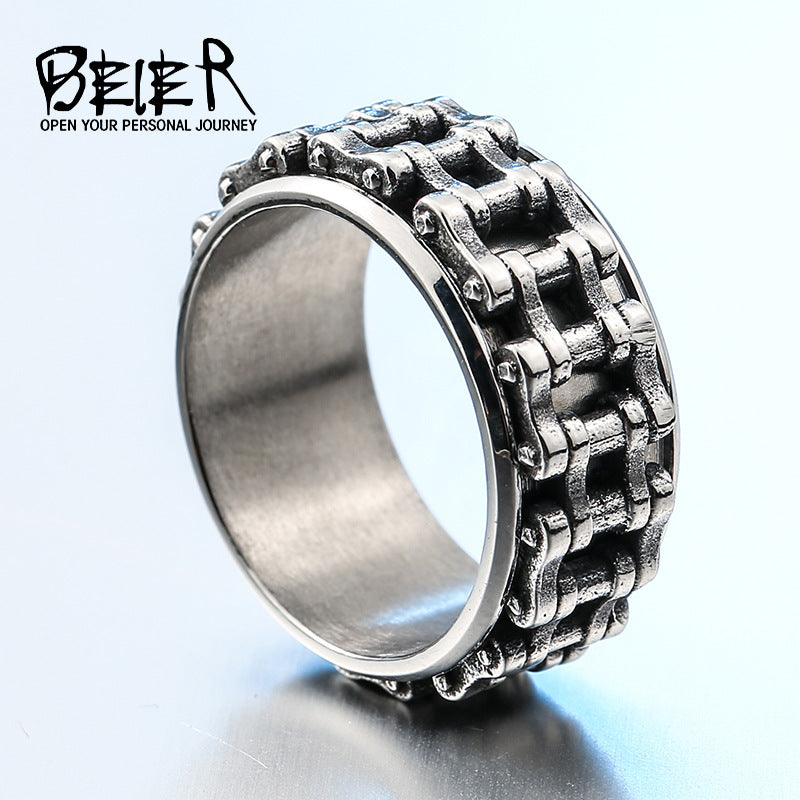 Personality Retro Ornament Stainless Steel Chain Rings