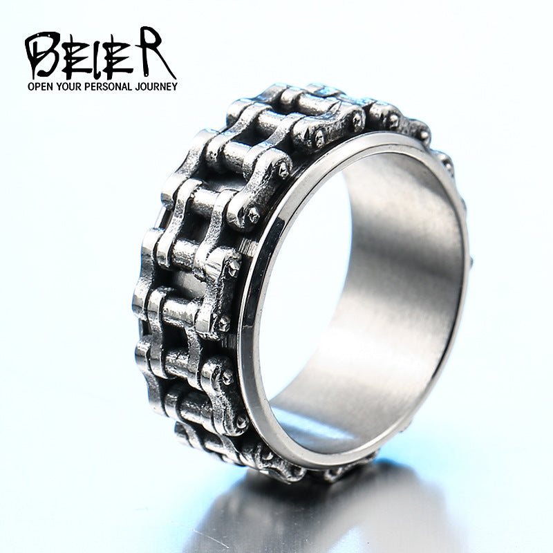 Personality Retro Ornament Stainless Steel Chain Rings