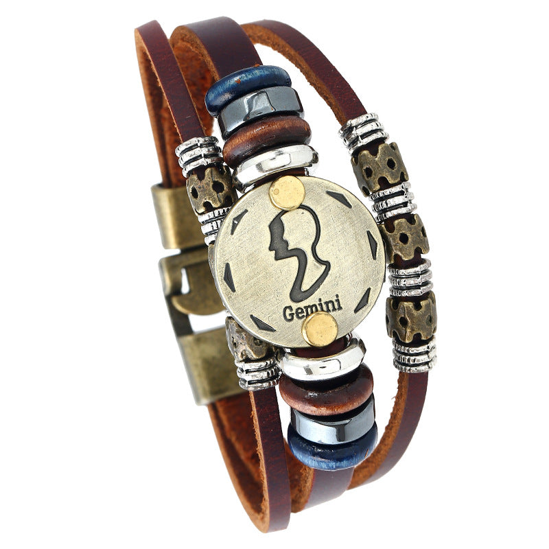 Beads Constellation Cattle Leather Simple Jewelry Bracelets