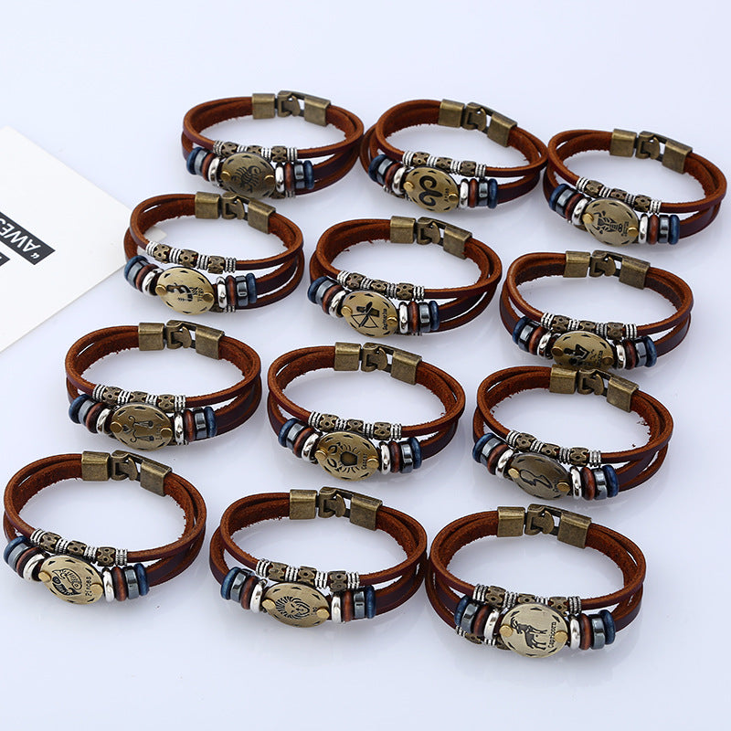 Beads Constellation Cattle Leather Simple Jewelry Bracelets