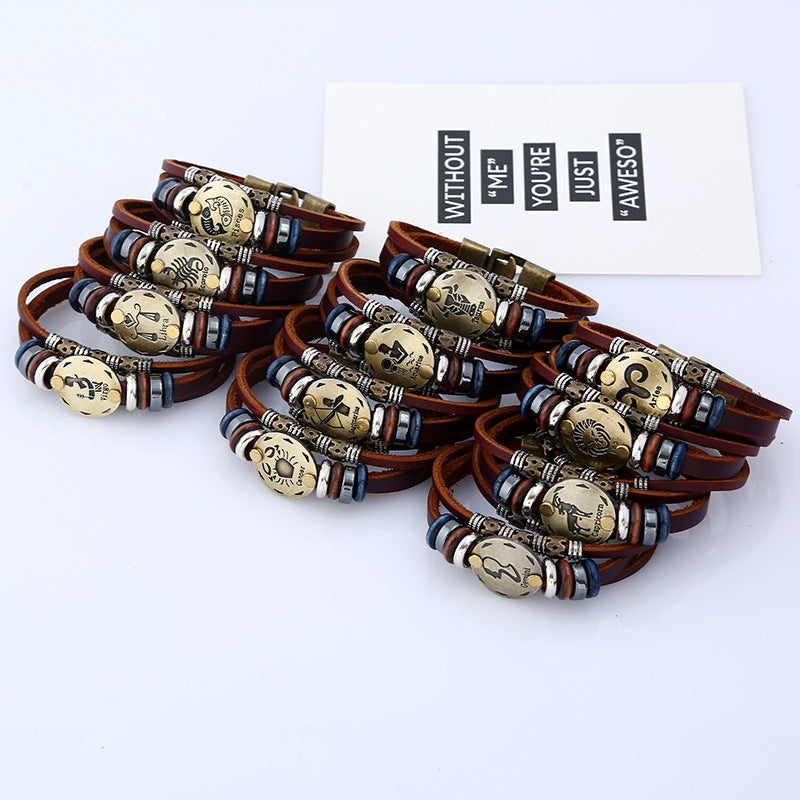 Beads Constellation Cattle Leather Simple Jewelry Bracelets