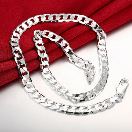 Men's Jewelry Sier Personalized Flat Side Necklaces