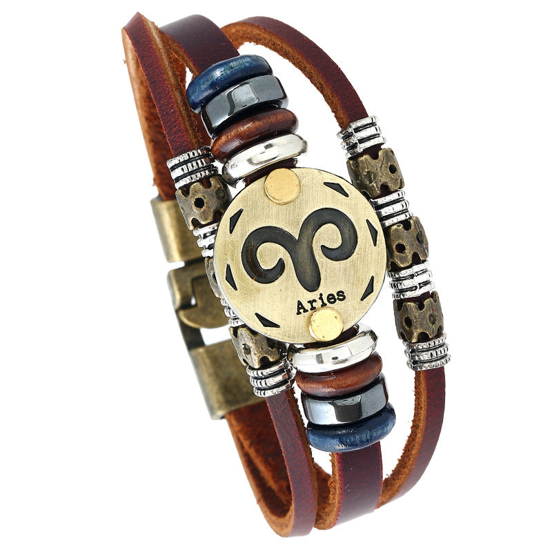 Beads Constellation Cattle Leather Simple Jewelry Bracelets