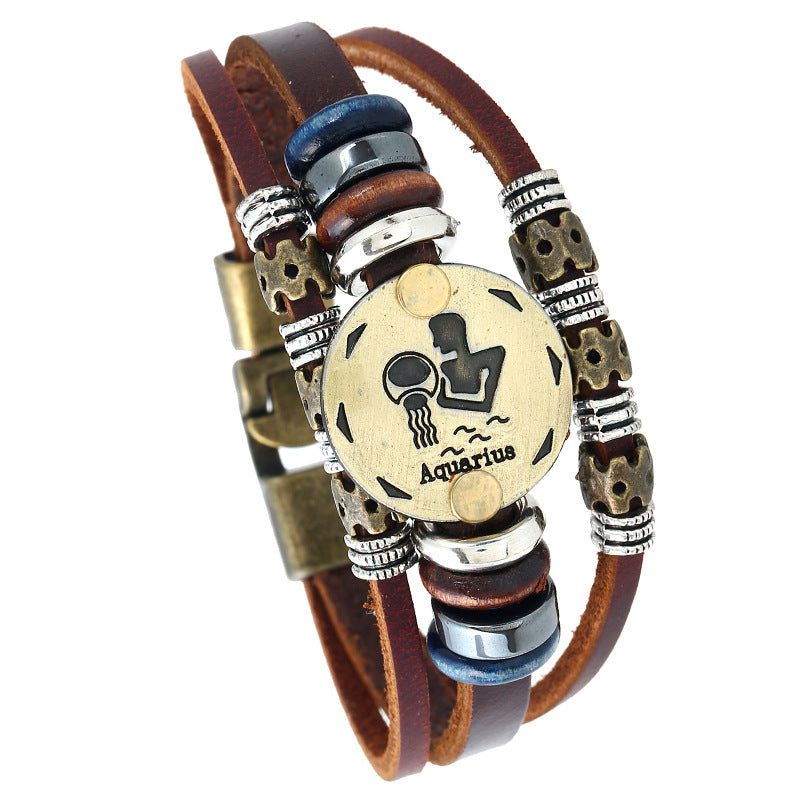 Beads Constellation Cattle Leather Simple Jewelry Bracelets