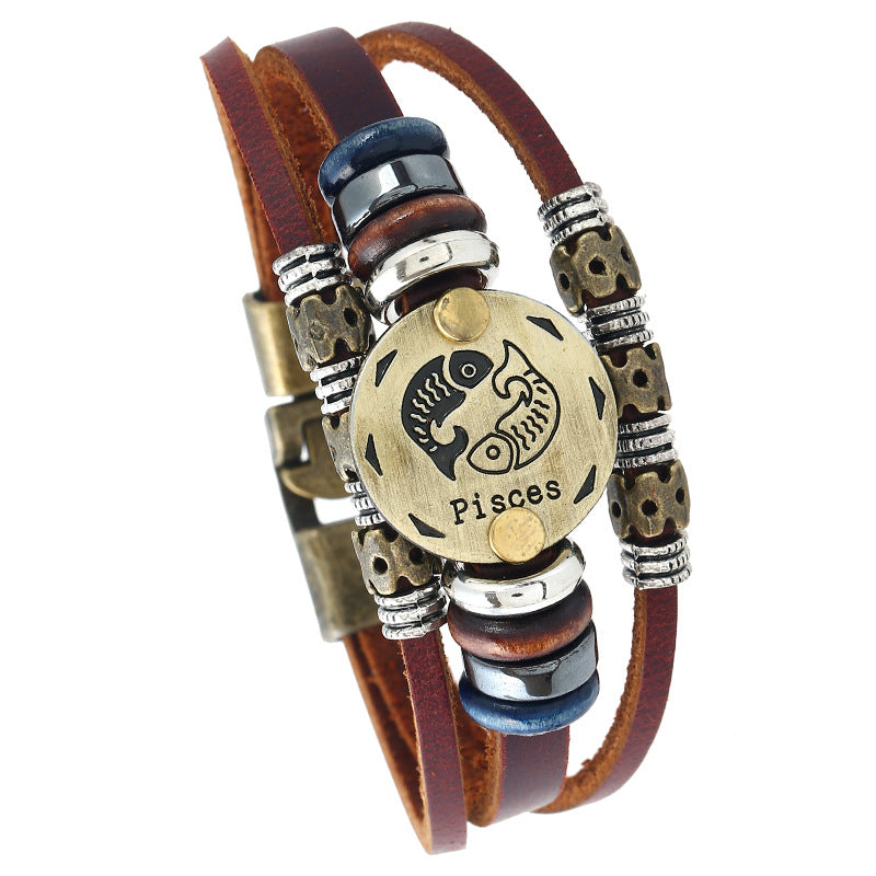 Beads Constellation Cattle Leather Simple Jewelry Bracelets