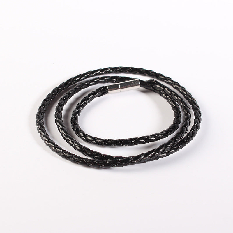 Men's Woven Twisted Constellation Alloy Piece Leather Bracelets