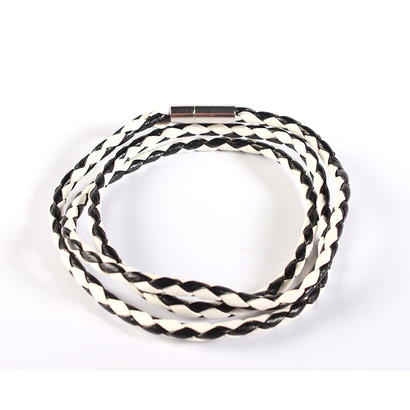 Men's Woven Twisted Constellation Alloy Piece Leather Bracelets