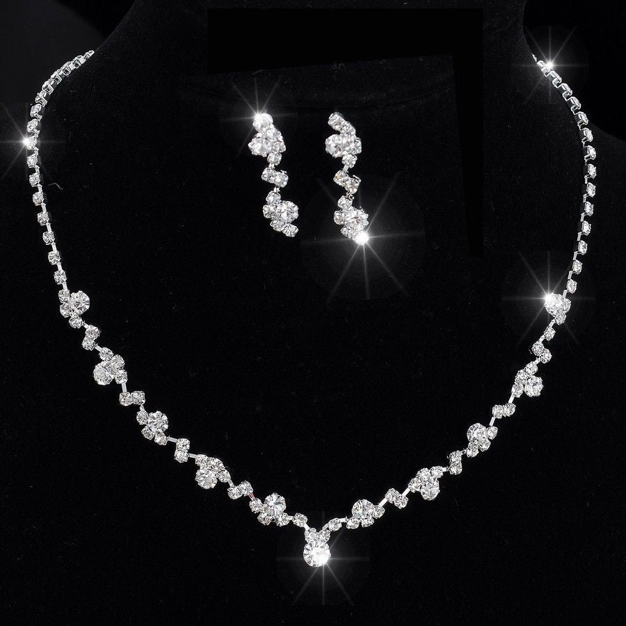 Wedding Studio Graphy Makeup Alloy Rhinestone Inlaid Crystal Diamond Two-piece Jewelry Set