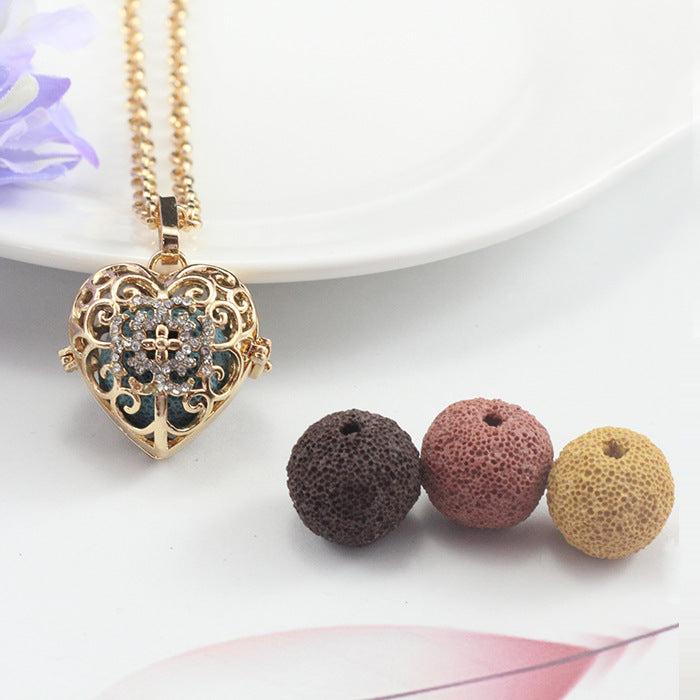 Oil Magic Box Volcanic Rock Hollow Perfume Fragrance Ornament Necklaces