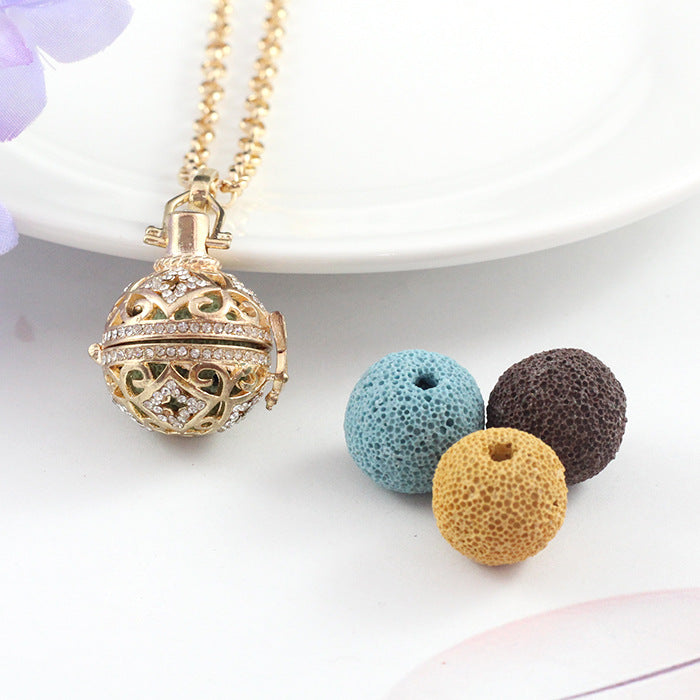 Oil Magic Box Volcanic Rock Hollow Perfume Fragrance Ornament Necklaces