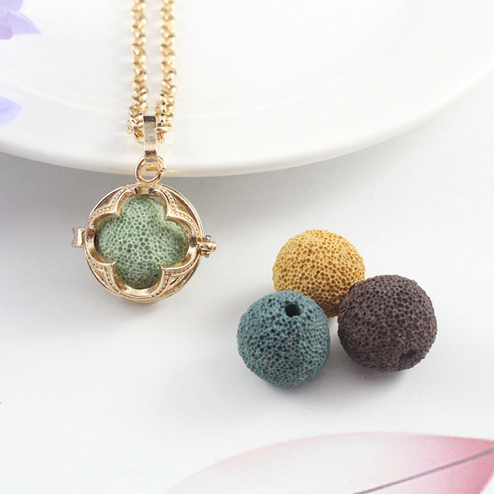 Oil Magic Box Volcanic Rock Hollow Perfume Fragrance Ornament Necklaces