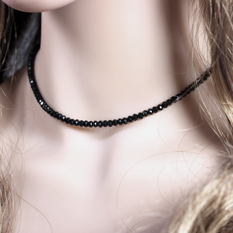 Black Spinel Clavicle Chain Short Neck Necklace