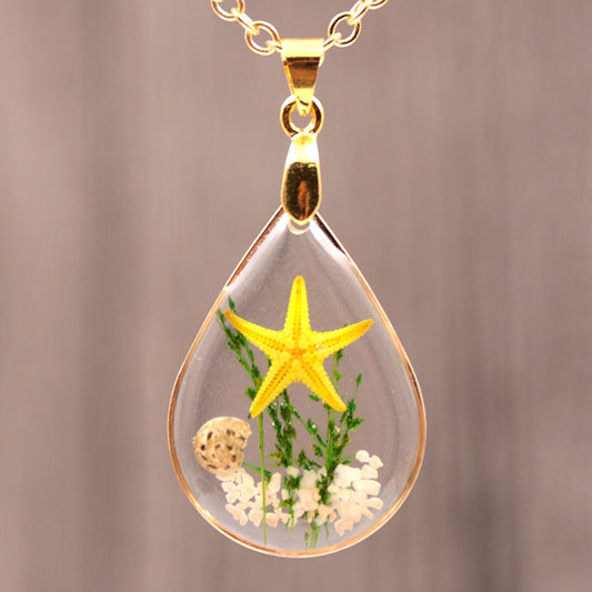 Natural Starfish Specimen Female Summer Resin Necklaces