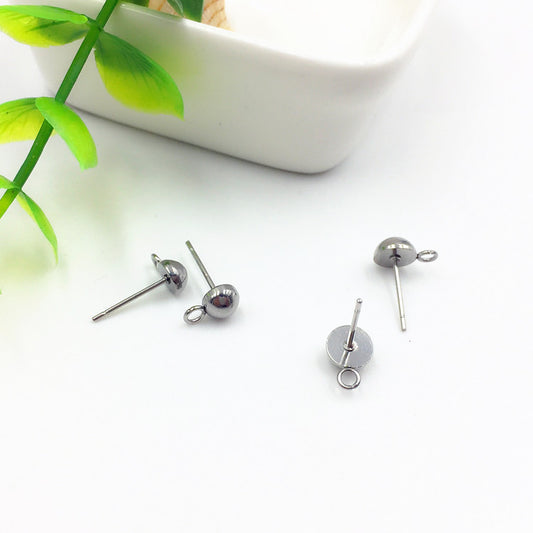 Korean Style Titanium Steel Semicircle Auricular Needle Hemisphere Semisphere Rings