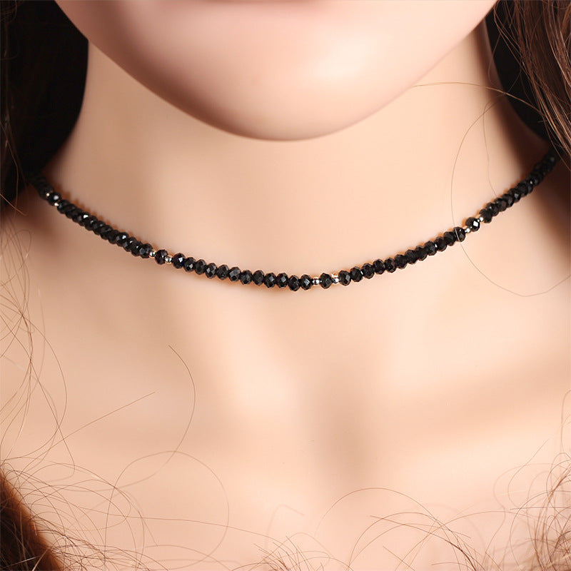 Black Spinel Clavicle Chain Short Neck Necklace