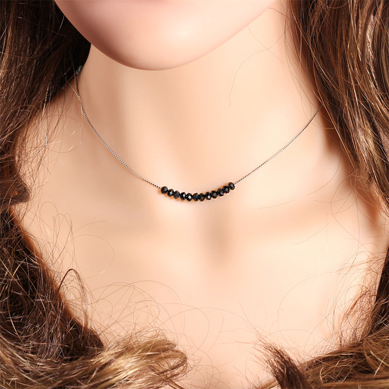 Black Spinel Clavicle Chain Short Neck Necklace