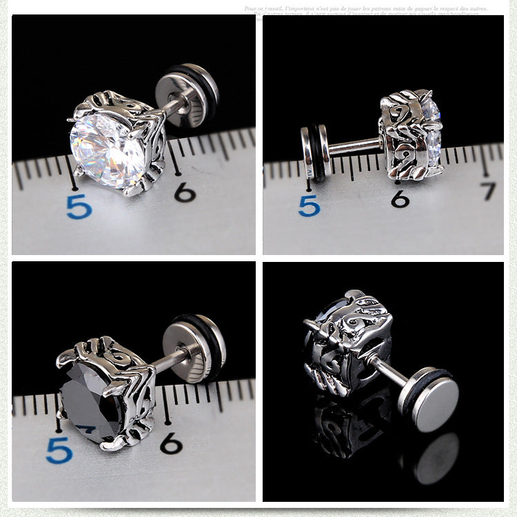 Ornament Titanium Steel Vintage Zircon Stainless Rings