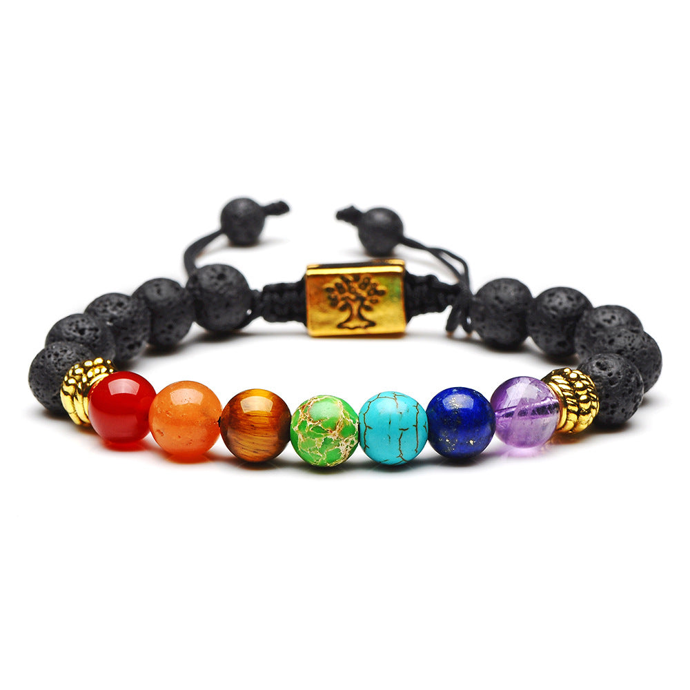 Bulge Beads Square Lucky Tree Volcanic Bracelets