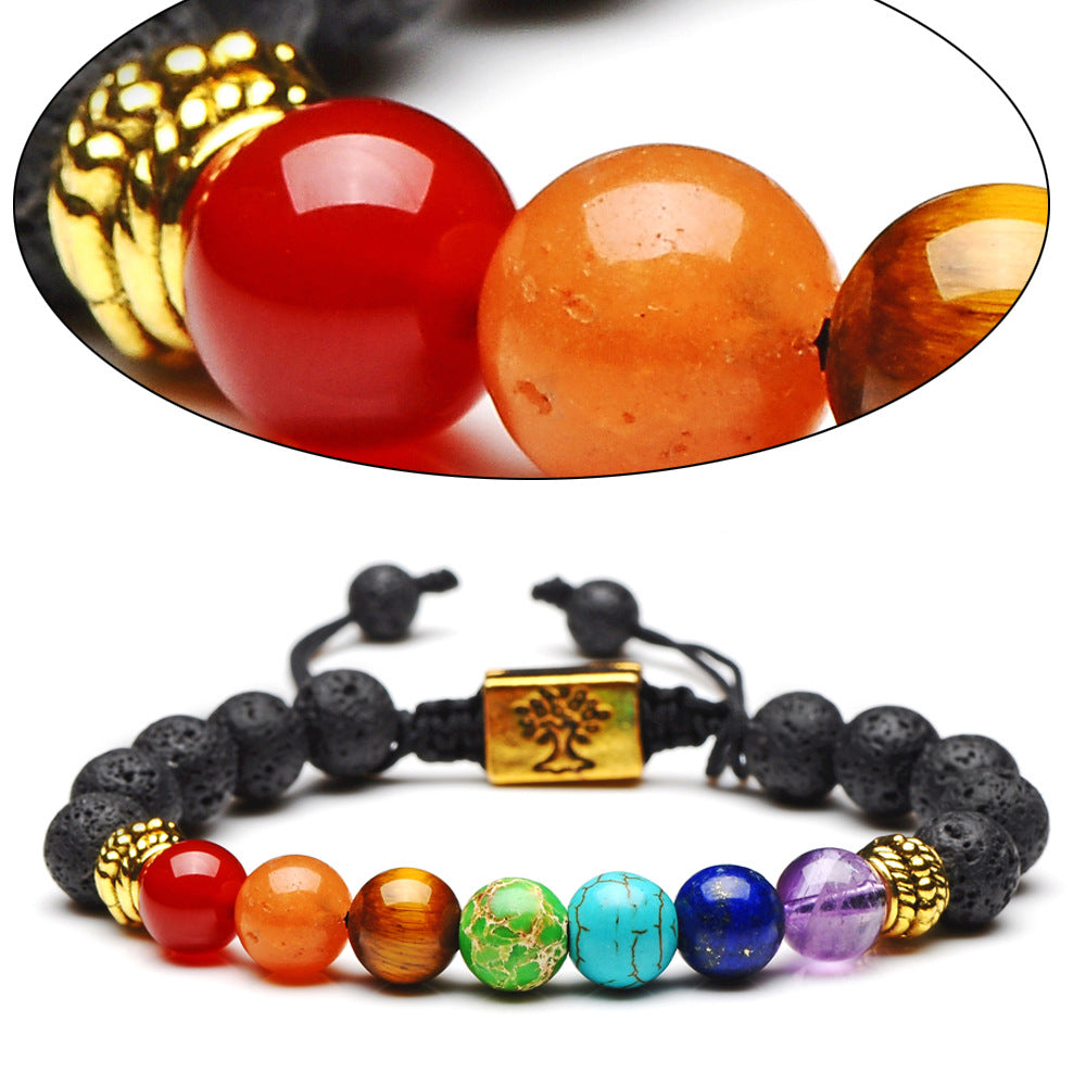 Bulge Beads Square Lucky Tree Volcanic Bracelets