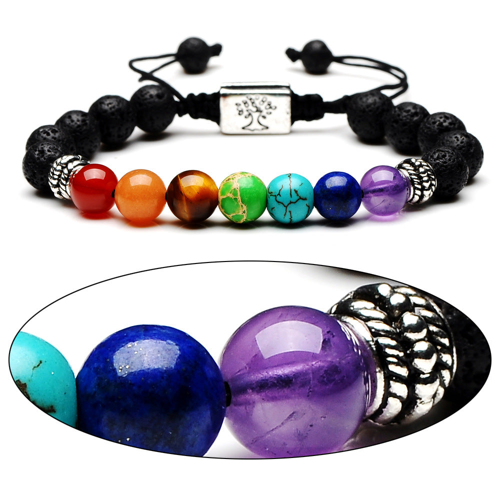 Bulge Beads Square Lucky Tree Volcanic Bracelets