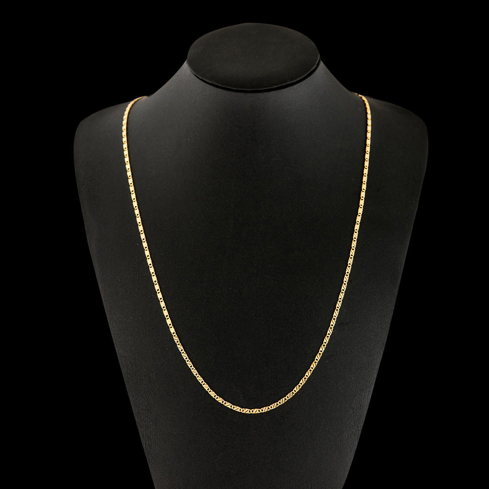 Fashion Short Clavicle Chain Gold Plated Flat Necklaces