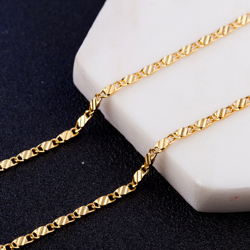 Fashion Short Clavicle Chain Gold Plated Flat Necklaces