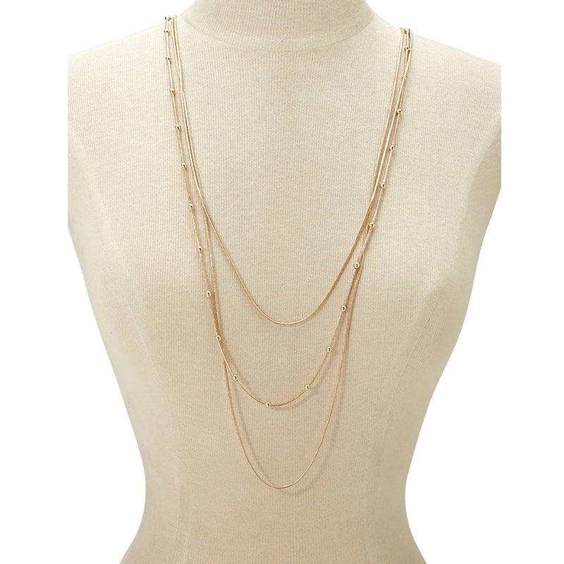 Ornament Bead Elegant Ball Layered Sweater Necklaces