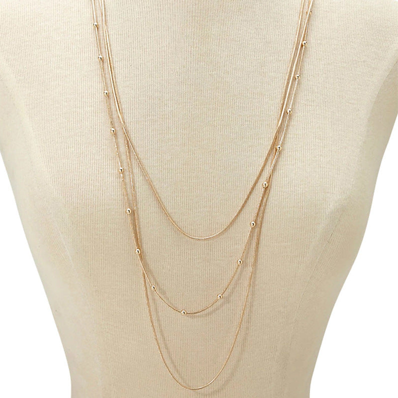 Ornament Bead Elegant Ball Layered Sweater Necklaces