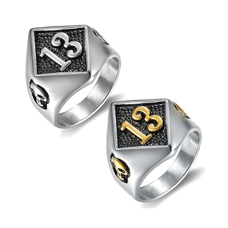 Men's Series Lucky Digital Skull Stainless Steel Rings