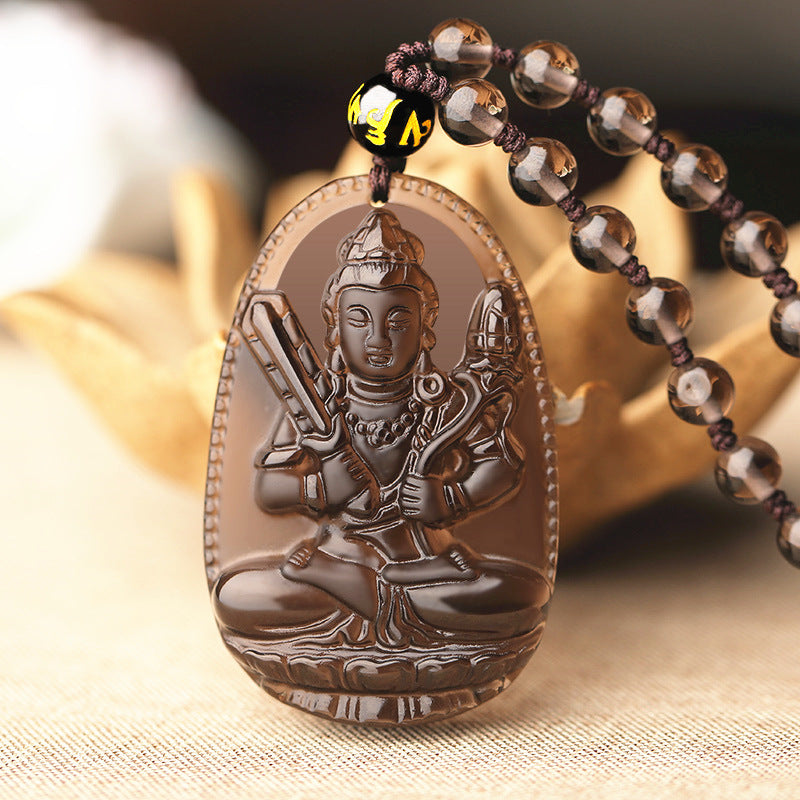 Icy Obsidian Chinese Zodiac Guardian Buddha Pendants