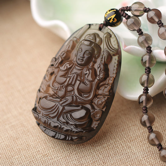 Icy Obsidian Chinese Zodiac Guardian Buddha Pendants