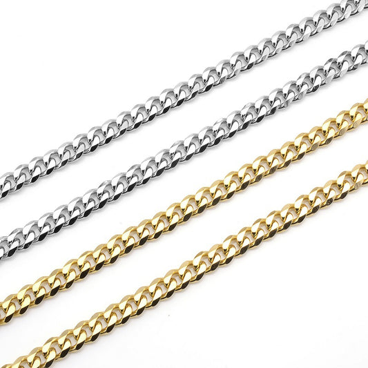Stainless Steel Six-sided Grinding Chain Cuban Necklaces