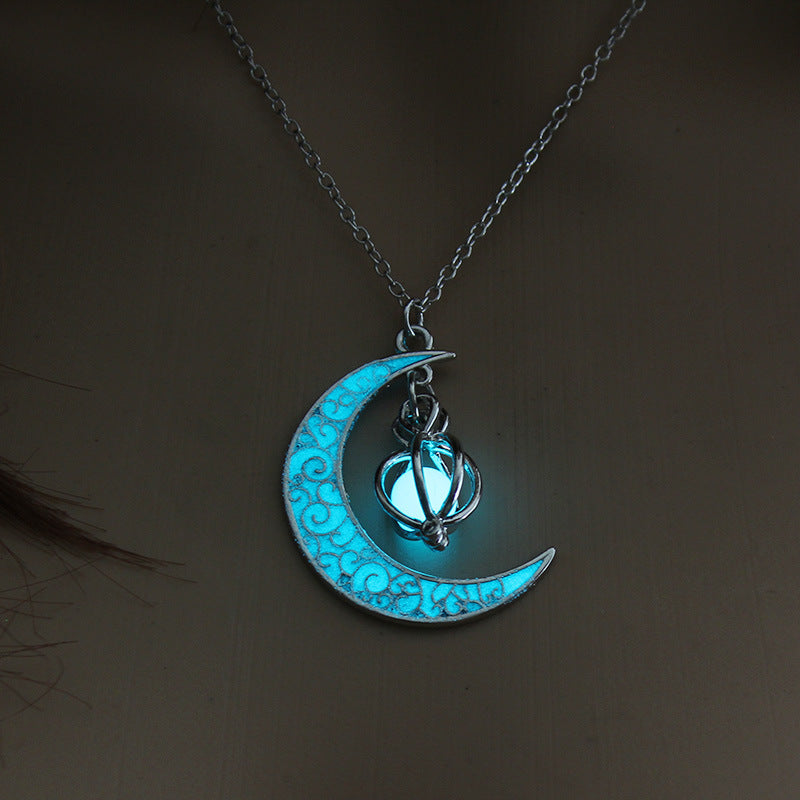 Moon Pumpkin Glowing Stone Noctilucent Christmas Necklaces