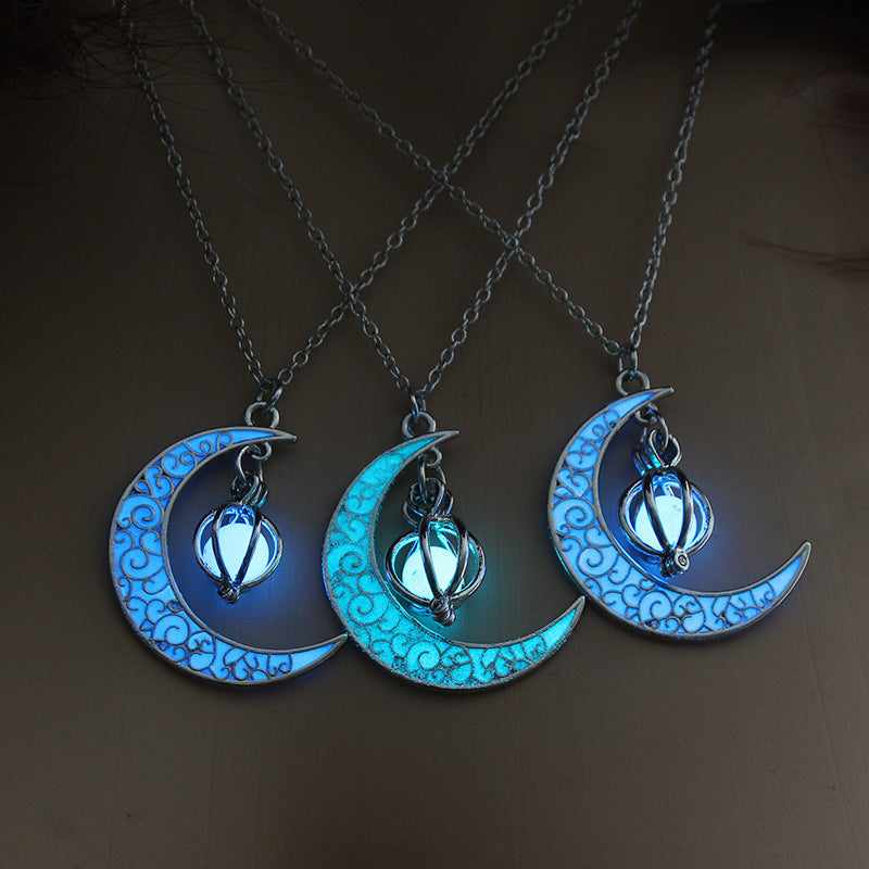 Moon Pumpkin Glowing Stone Noctilucent Christmas Necklaces