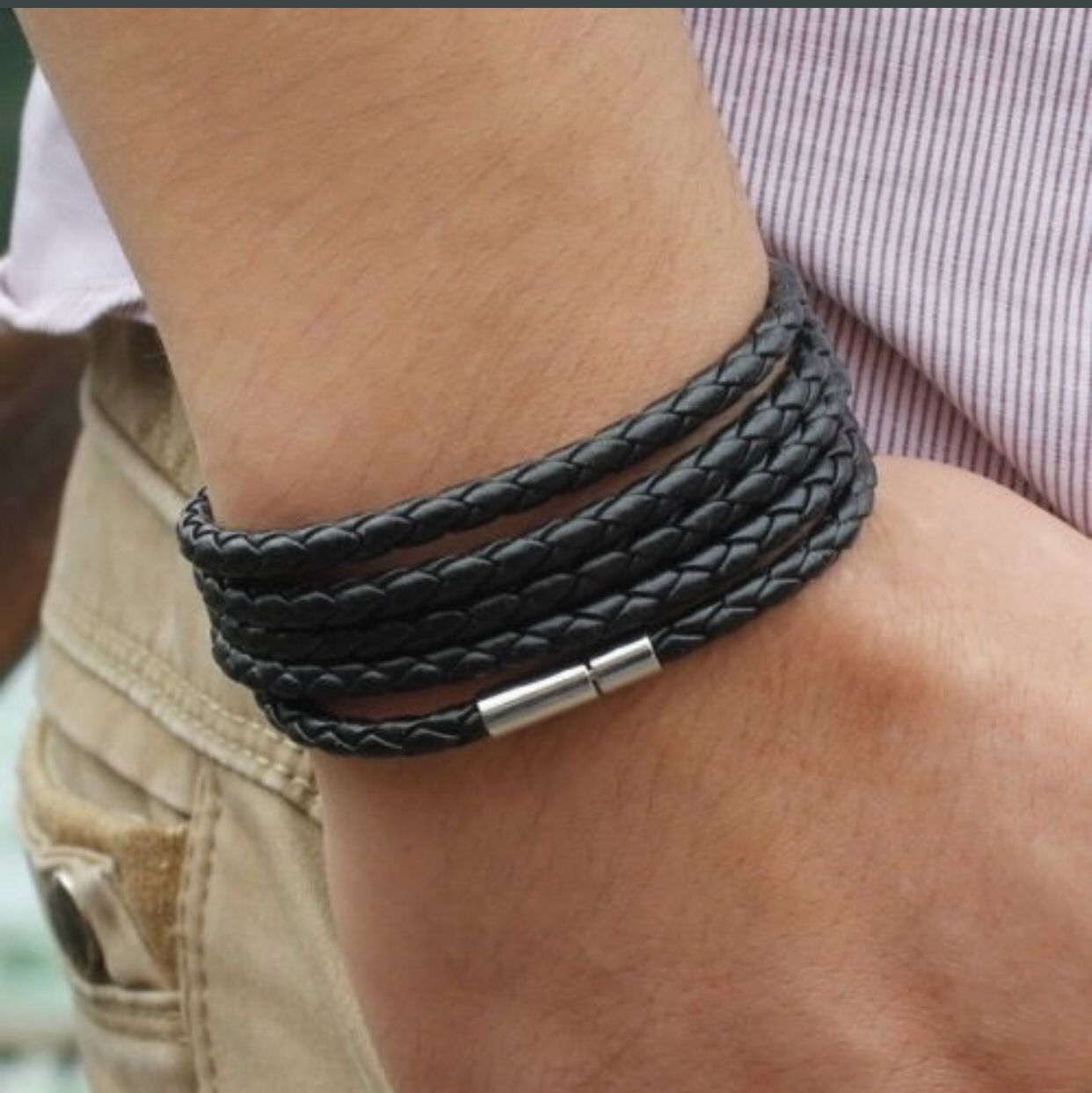 Men's Woven Twisted Constellation Alloy Piece Leather Bracelets