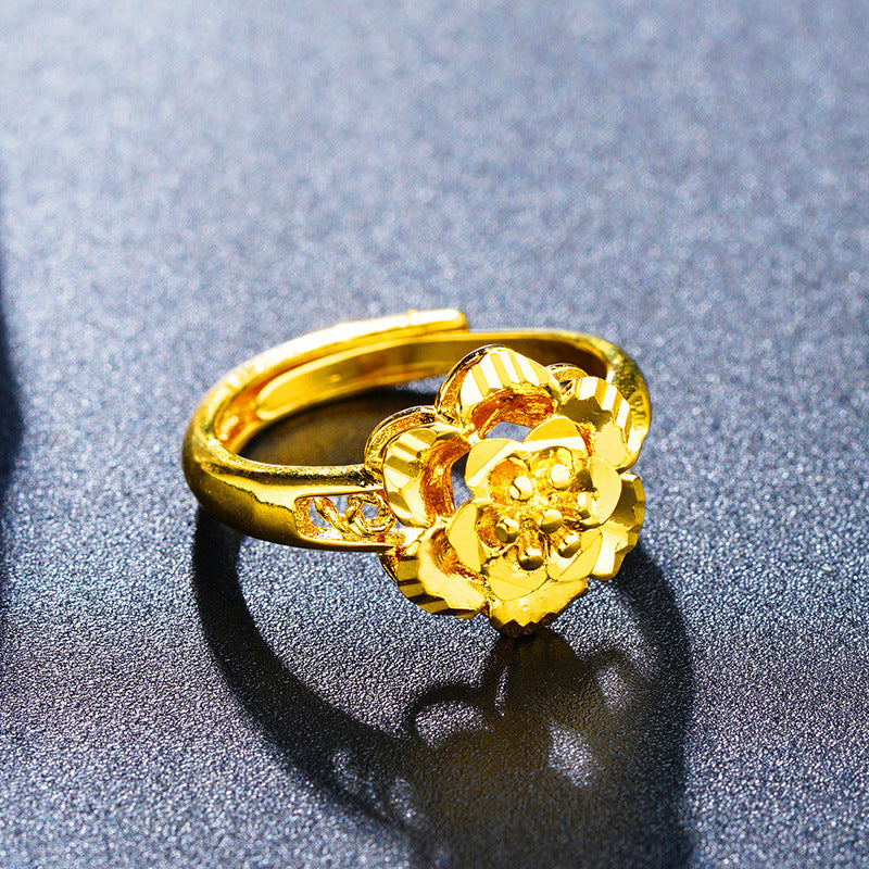 Color Fading Imitation Flower Exaggerated Wedding Bride Fake Rings