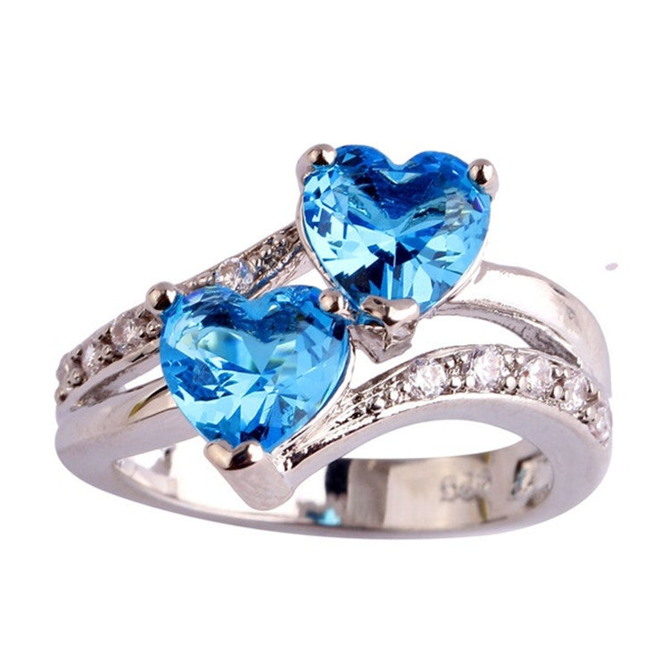Classy Elegant Zircon Double Peach Heart Ring