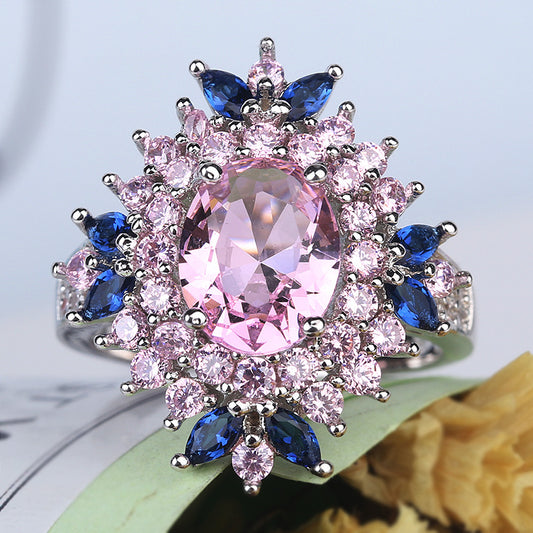 Flower-shaped Zircon Zirconium Diamond Shank Korean Rings