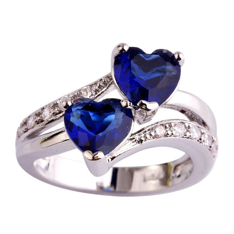 Classy Elegant Zircon Double Peach Heart Ring