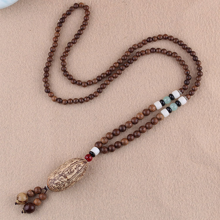 Women's & Men's Style Retro Long Wooden Sweater Chain Necklaces