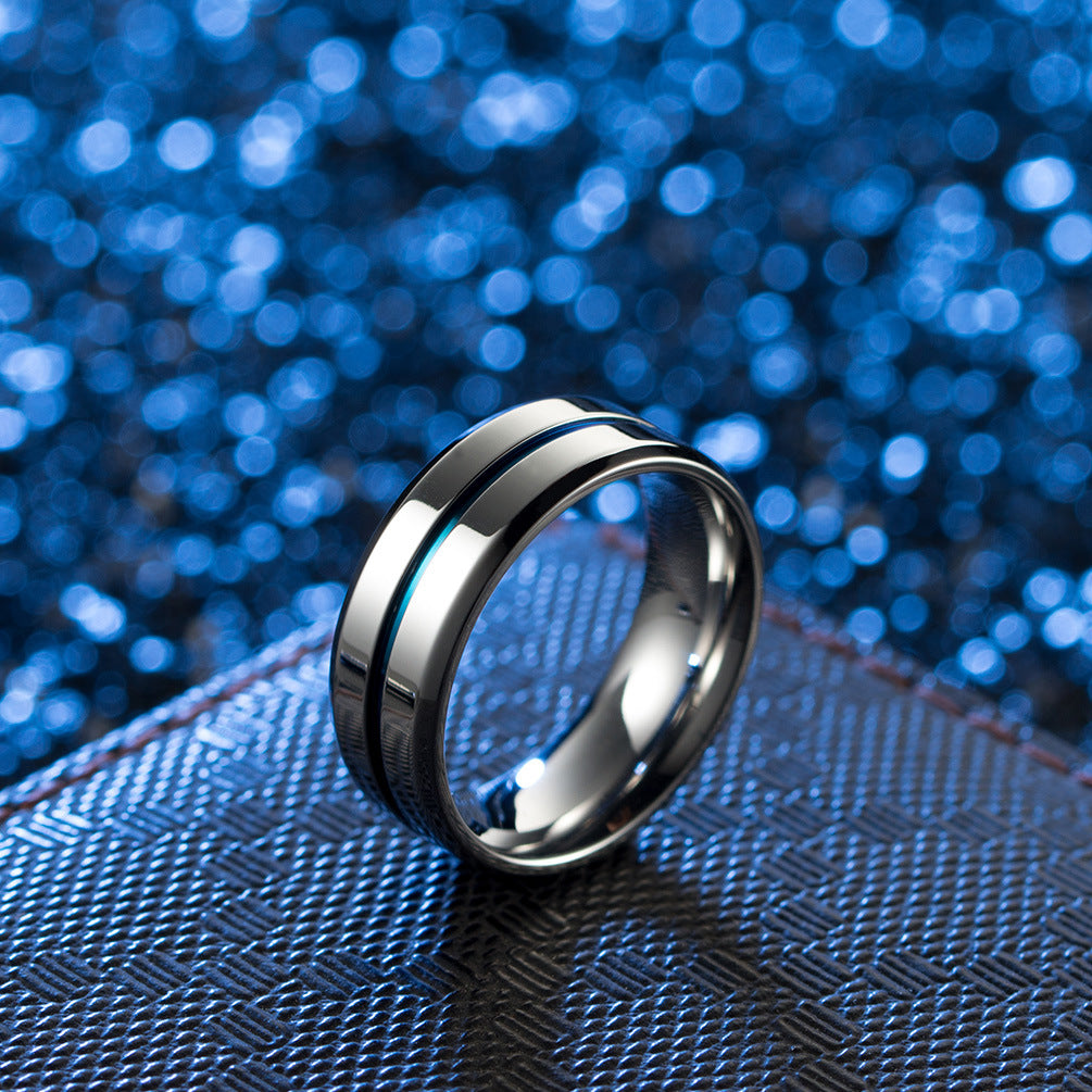 Simple Groove Titanium Steel Stainless Ornament Rings