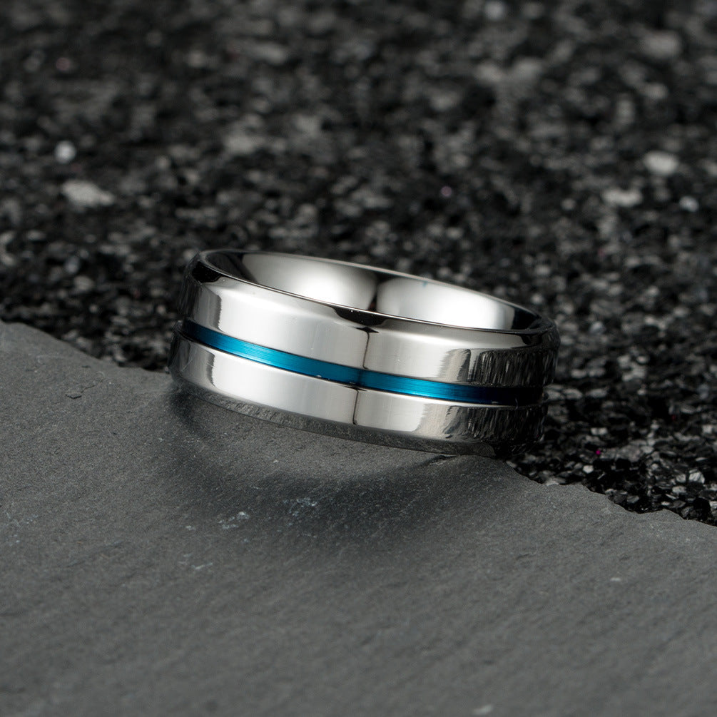 Simple Groove Titanium Steel Stainless Ornament Rings