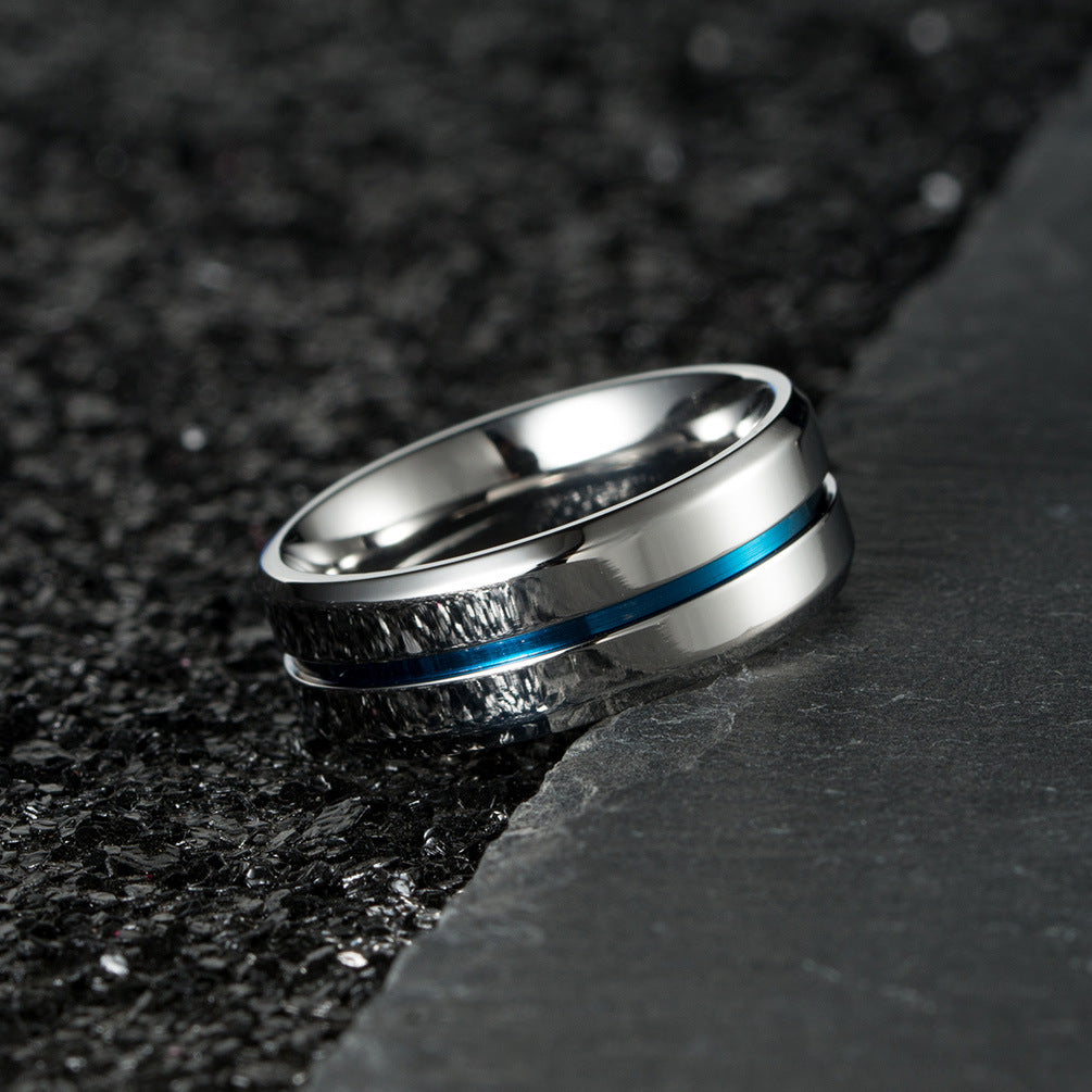 Simple Groove Titanium Steel Stainless Ornament Rings