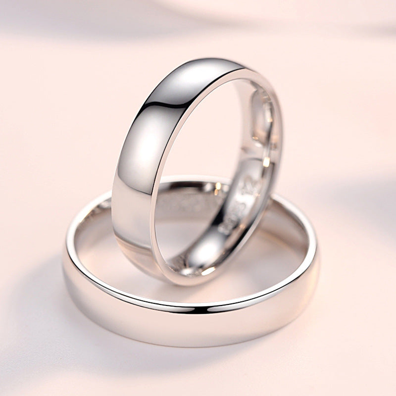 Men's Glossy Inner Arc Couple Closed Mouth Korean Rings