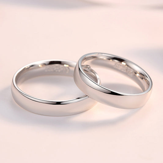 Men's Glossy Inner Arc Couple Closed Mouth Korean Rings