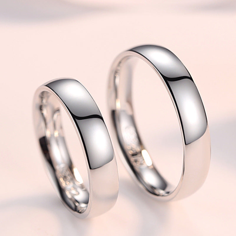 Men's Glossy Inner Arc Couple Closed Mouth Korean Rings