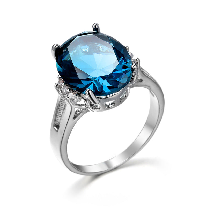 Trendy Popular Glamorous Blue Black Zircon Ring