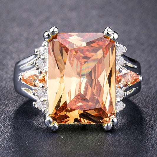 New Creative Exaggerated Colored Gemstone Ornament Rings